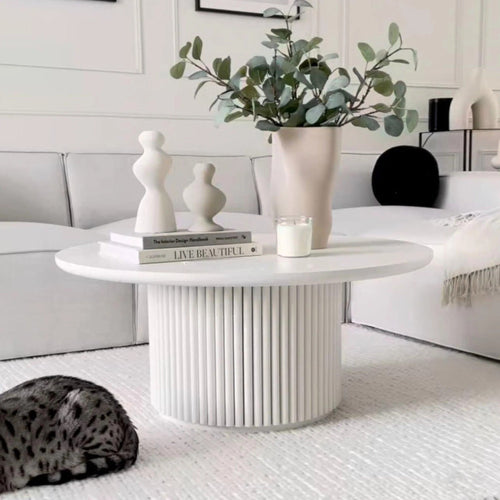 Ossa Ribbed Round Coffee Table BLANCA
