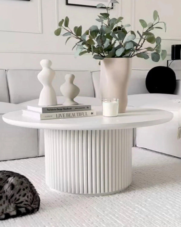 Ossa Ribbed Round Coffee Table BLANCA