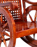 Brand Premium Sheesham Handcrafted Wooden Rocking Chair Heavy | Wooden armrest Chair with Back Support for Living Room and Dining Room (100% Pure Sheesham Wood)