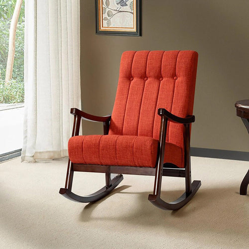 Risco Rocking Chair With Button Tufted Back (Red)
