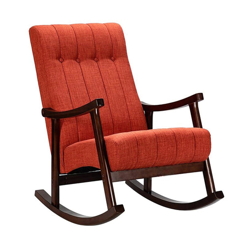 Risco Rocking Chair With Button Tufted Back (Red)