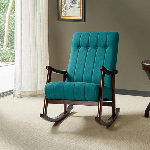 Risco Rocking Chair With Button Tufted Back (Teal)