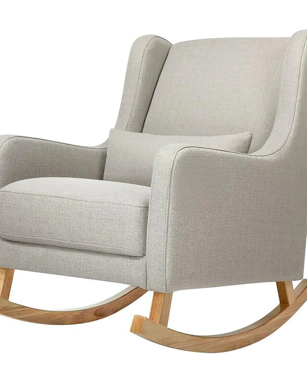 Bloomart Kai Traditional Super Comfortable Teak Wood Rocking Chair for Living Room ( Grey )