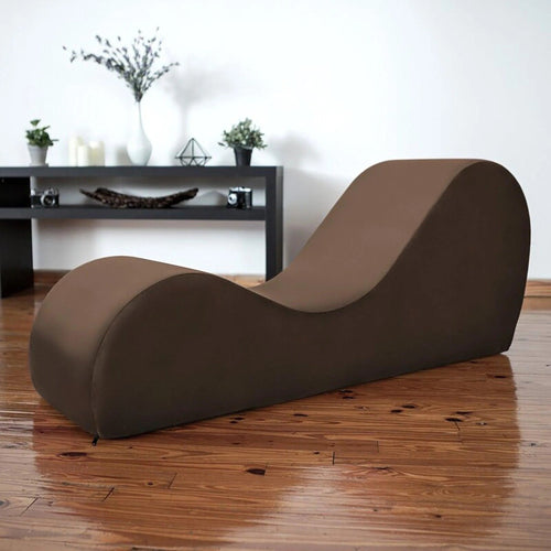 Modern Armless Wooden Chaise Lounge for Lounging, Yoga, and Stretching ( Brown )