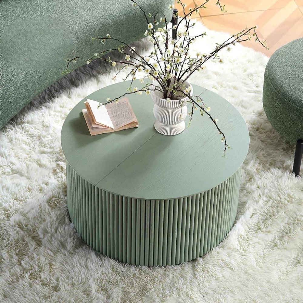 Bloomart Grevyk Round Modern Coffee Table Center Table for Living Room, Minimalist Durable Design for Sofa Side