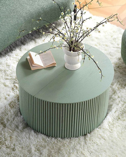 Bloomart Grevyk Round Modern Coffee Table Center Table for Living Room, Minimalist Durable Design for Sofa Side
