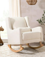 Bloomart Kai Traditional Super Comfortable Teak Wood Rocking Chair for Living Room ( Grey )