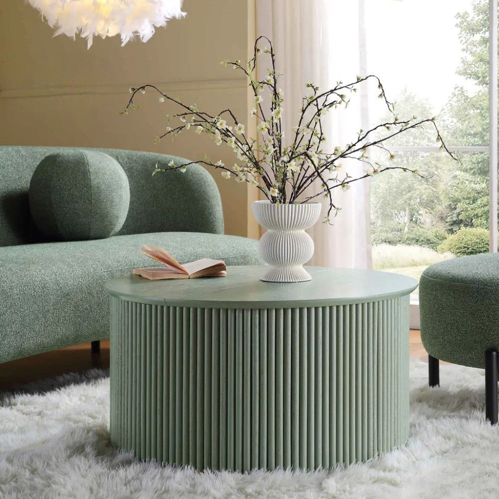 Bloomart Grevyk Round Modern Coffee Table Center Table for Living Room, Minimalist Durable Design for Sofa Side