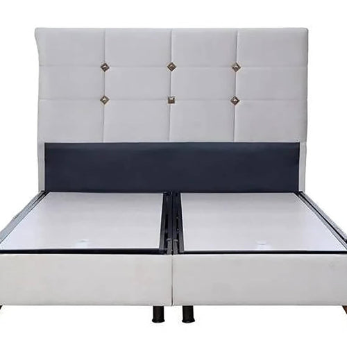 Queen Size Upholstered Wingback Headboard Bed with Storage