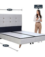 Queen Size Upholstered Wingback Headboard Bed with Storage