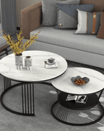 Bloomart Stylish Look Round Wrought Iron Coffee Table Set of 2 - Bloomart