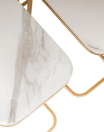 Bloomart Sassy Marble Finish Laminated Top End Table Set of 2 with Golden Finish Elegant and Durable Nightstand Pair for Modern Bedroom Decor
