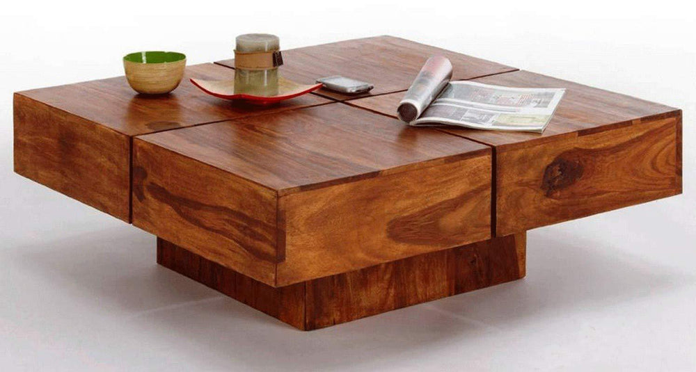 Glamorous Wooden Handmade Solid Sheesham Wood Coffee Table - Bloomart