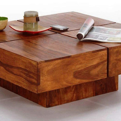 Glamorous Wooden Handmade Solid Sheesham Wood Coffee Table - Bloomart