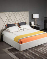 Wooden Twist Eldora Modern Glam Velvet Upholstery Brushed Brass Rectangular King Size Bed - WoodenTwist