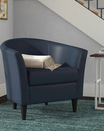Bloomart Wide Solid Wood Leatherette Upholstery Barrel Arm Chair Modern Accent Chair for Comfortable Living Room Seating (Peacock Blue)