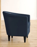 Bloomart Wide Solid Wood Leatherette Upholstery Barrel Arm Chair Modern Accent Chair for Comfortable Living Room Seating (Peacock Blue)
