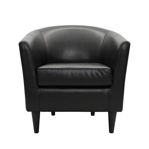Bloomart Wide Solid Wood Leatherette Upholstery Barrel Arm Chair Modern Accent Chair for Comfortable Living Room Seating (Peacock Blue)