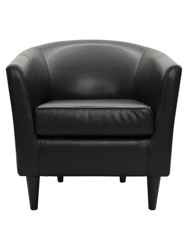 Bloomart Wide Solid Wood Leatherette Upholstery Barrel Arm Chair Modern Accent Chair for Comfortable Living Room Seating (Peacock Blue)