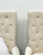 Button Tufted Teak Wood Wingback Chair (Set of 2)