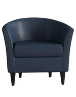 Bloomart Wide Solid Wood Leatherette Upholstery Barrel Arm Chair Modern Accent Chair for Comfortable Living Room Seating (Peacock Blue)