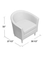 Bloomart Wide Solid Wood Leatherette Upholstery Barrel Arm Chair Modern Accent Chair for Comfortable Living Room Seating (Peacock Blue)