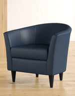 Bloomart Wide Solid Wood Leatherette Upholstery Barrel Arm Chair Modern Accent Chair for Comfortable Living Room Seating (Peacock Blue)