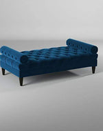 Large Bolstered Lounge Entryway Deewan Three Seater Lounge  for Living Room (Blue Velvet)