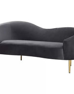 Modern Velvet Curved 2 Seater Sofa - Grey