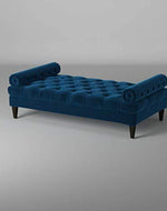 Large Bolstered Lounge Entryway Deewan Three Seater Lounge  for Living Room (Blue Velvet)
