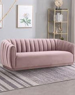 Modern Luxurious 3 Seater Sofa Set with Back Support and armrest for Living Room, Guest Room, Hotels & Office, Pink, (95D x 225W x 82H CM)