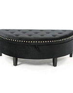 Half Moon Velvet Tufted Storage Bench Footstool Bed End Table for Living Room ( Big ) - Bloomart