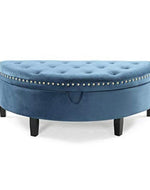 Half Moon Velvet Tufted Storage Bench Footstool Bed End Table for Living Room ( Big ) - Bloomart