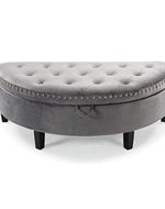Half Moon Velvet Tufted Storage Bench Footstool Bed End Table for Living Room ( Big ) - Bloomart