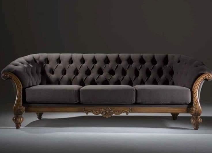 Bloomart Hand Carved Antique Criss Cross Pattern 3 Seater Sofa (Honey Finish)