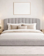 Bloomart Cloudora Luxury Full Upholstered Bouclé Storage Bed With Hydraulic Lift Modern Designer Bed With Deep Storage