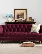 Chesterfield Graceful Velvet 3 Seater Rolled Arm Sofa (Walnut Legs) - Bloomart
