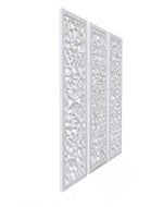 Premium Wooden Decoration Hand Carved 3 Wall Panel (MDF Wood, White)