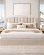 Bloomart Cloudora Luxury Full Upholstered Bouclé Storage Bed With Hydraulic Lift Modern Designer Bed With Deep Storage