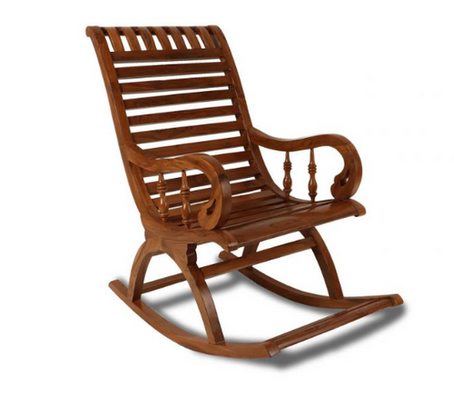 Bloomart Lurch Handmade Teak Wood Honey Finish Rocking Chair