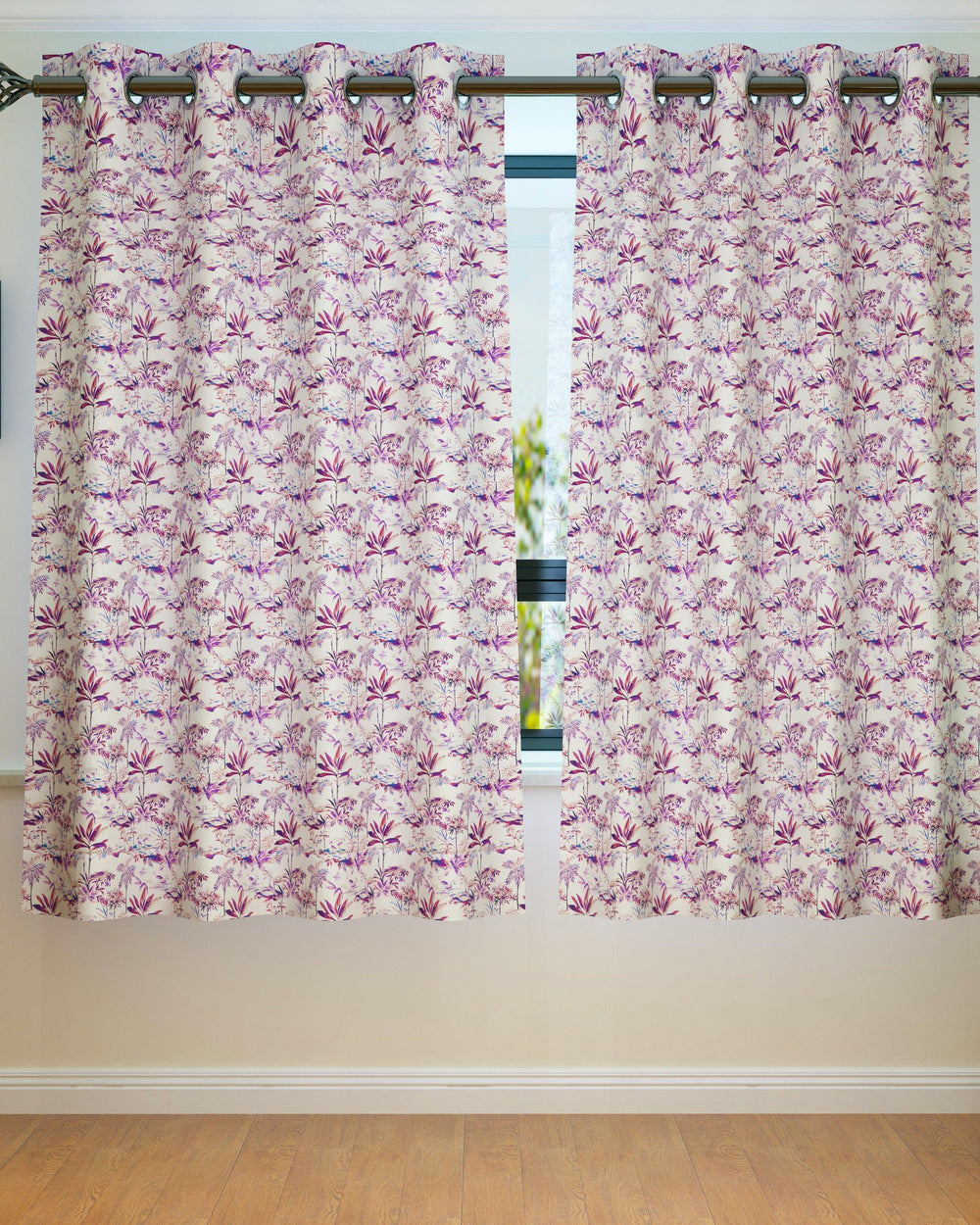 Fabrahome Light Filtering 4.5 Ft Holland Fabric Window Curtain ( Purple ) - Bloomart