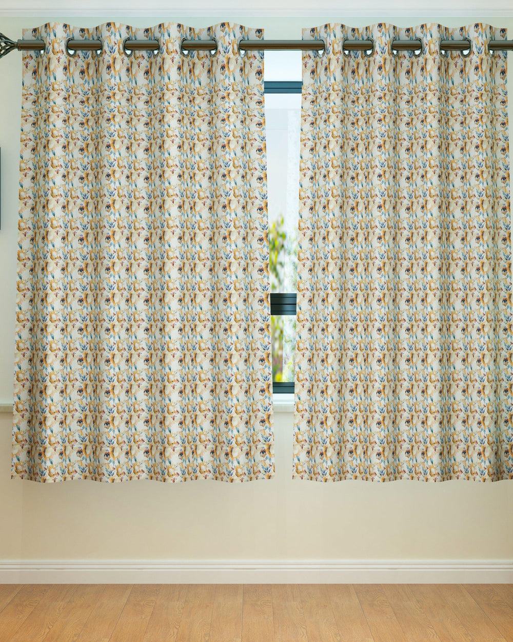 Fabrahome Light Filtering 4.5 Ft Holland Fabric Window Curtain ( Beige ) - Bloomart
