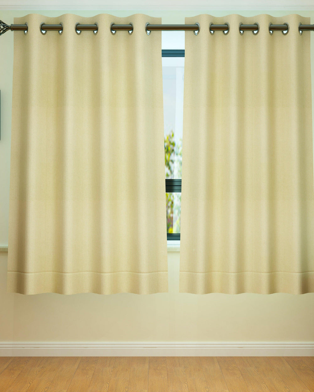 Fabrahome Light Filtering 4.5 Ft Jute Fabric Window Curtain ( Beige ) - Bloomart