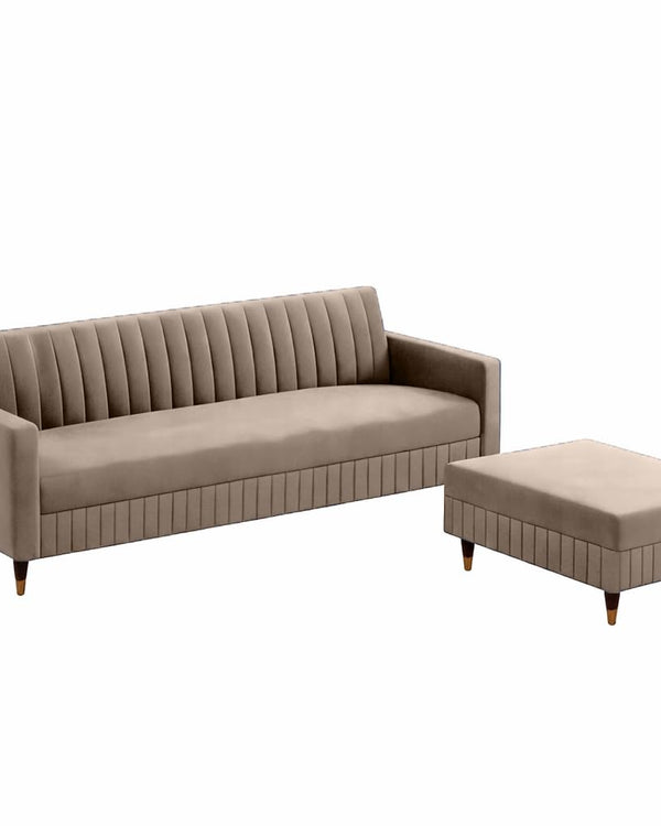 AMATA Omega Solid Wood 4 Seater L Shape Camel Suede Velvet Sofa Set with Four Cushions Perfect for Home Office Guests Living Room (03 Camel, Omega L Shape 4 SSEATER)(3 Year warrantty)