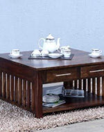 Handmade Solid Wood Coffee Table with 4 Drawers
