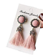 Bloomart Pink Velvet Fringed Drop Earring
