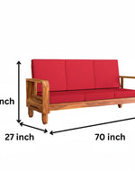 Solid Wood 6 Seater Wooden Sofa Set for Living Room Furniture | 3+2+1 Sofa Set with Center Table | 1 Year Warrenty | Honey Finish with Red Cushions - DIY(Do-It-Yourself)