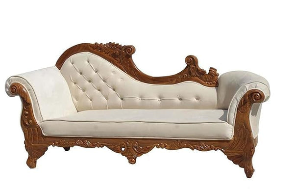 Hand Carving Coucha | Beautiful Hand Carving Upholstered Covered Chaise Lounger | Wood Carving Coucha | Wood 3 Seater Sofa Coucha/diwan for Living Room Furniture