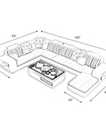 Torque U Shaped 12 Seater Sofa Set for Living Room - Light Grey & Black