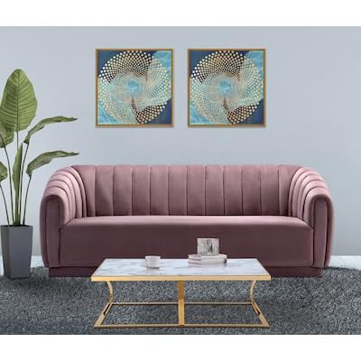 Modern Luxurious 3 Seater Sofa Set with Back Support and armrest for Living Room, Guest Room, Hotels & Office, Pink, (95D x 225W x 82H CM)